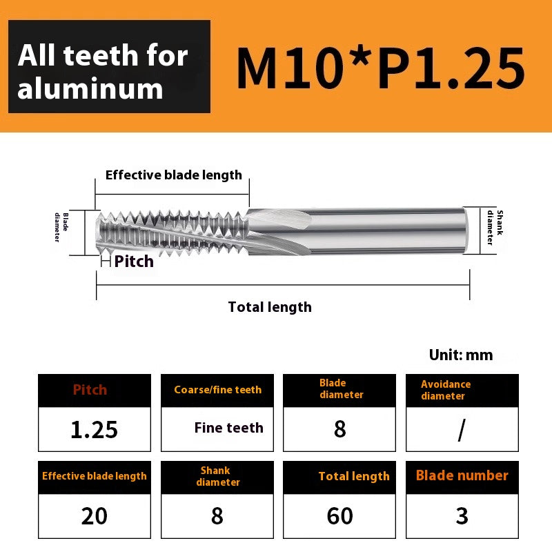 2136-65° aluminum with colorful thread milling cutter lengthened single tooth three-tooth full thread machining center tungsten carbide milling cutter M3M4M5 Shandong Denso Pricision Tools Co.,Ltd.